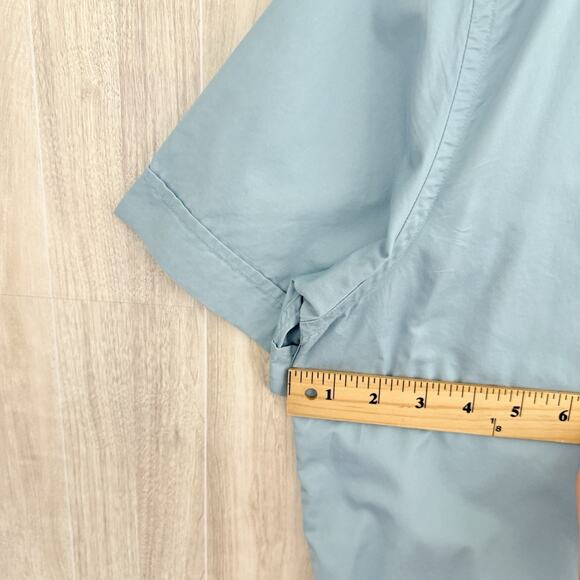 Banana Republic Shirt Men Large Blue Cotton Flap Pockets Short Sleeve Preppy - Picture 10 of 11